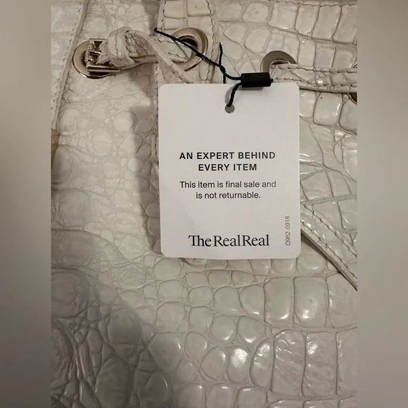 JIMMY CHOO Authentic Ivory Rhea Leather Croc Luxe Handbag - Picture 9 of 16